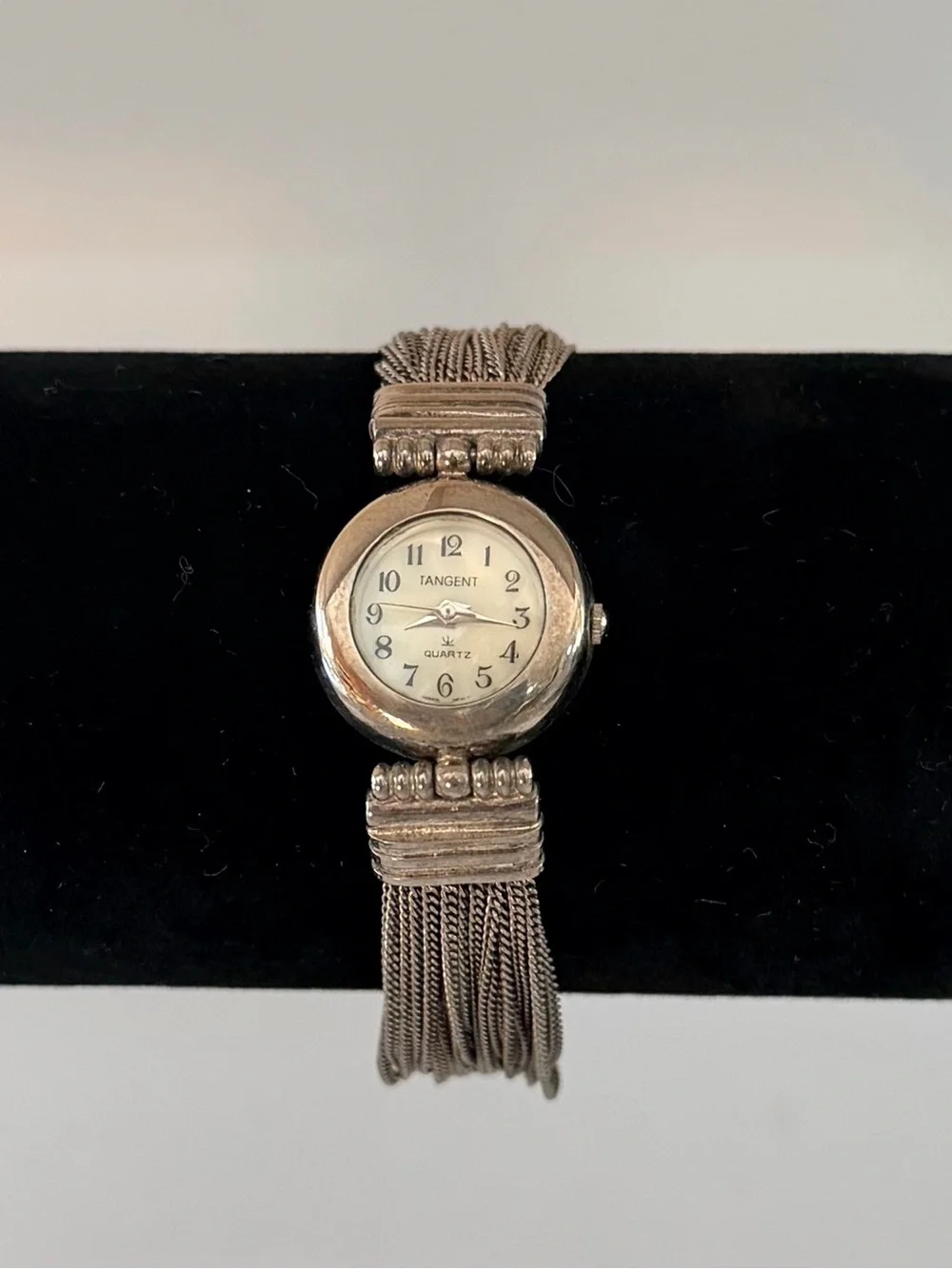 Tangent Silver-Tone Quartz Chain Link Watch